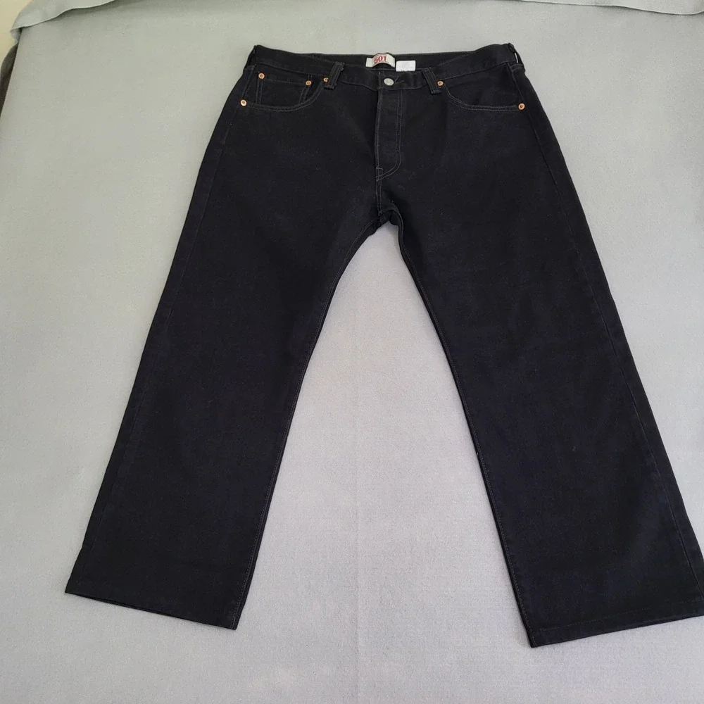 Levi's 501 Men's Original Straight Leg Button Fly Denim Blue Jeans Black 36x30